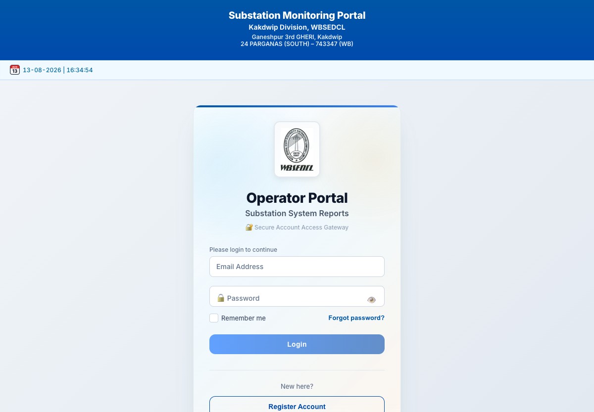 Substation Monitoring Portal website screenshot